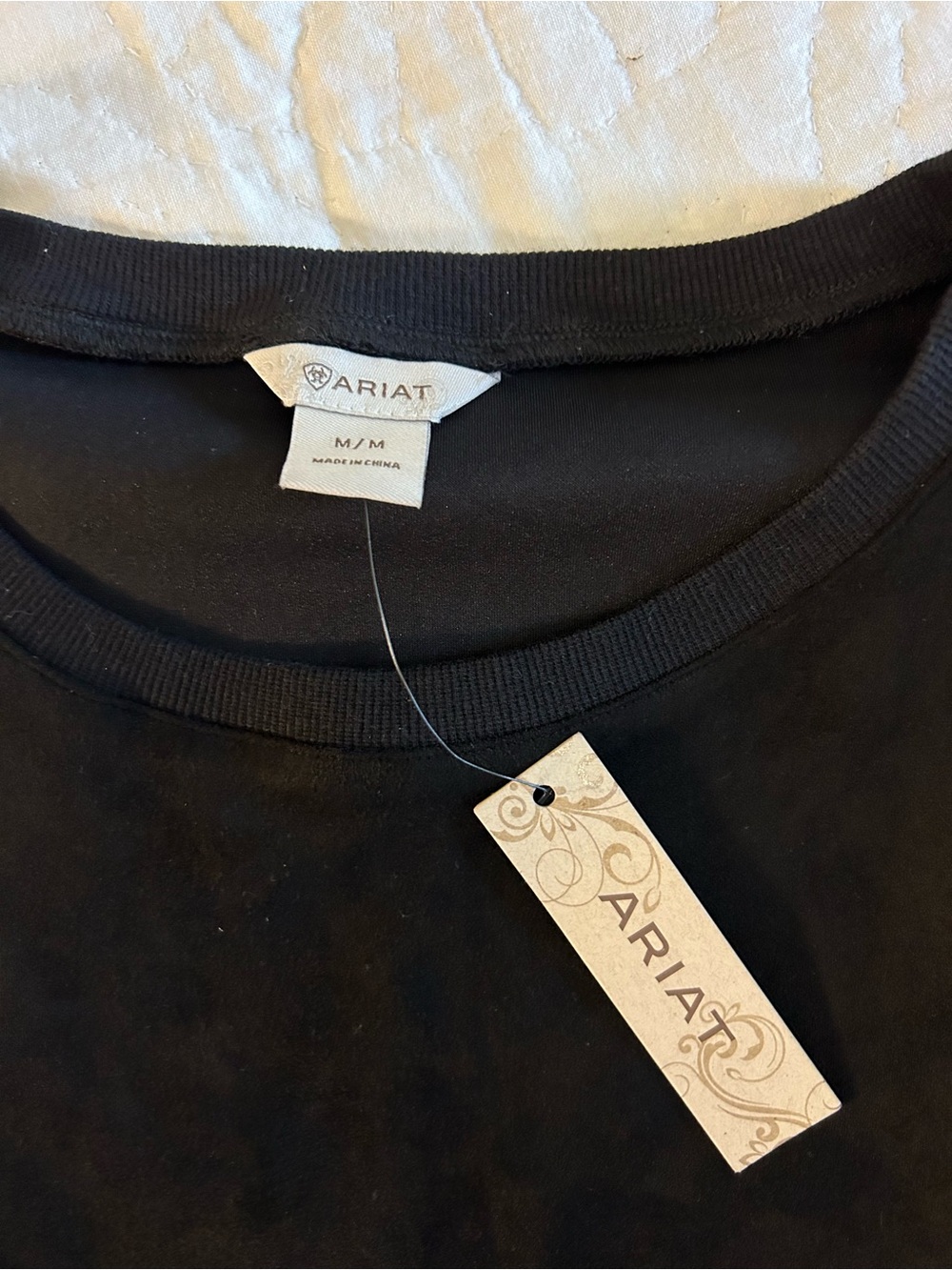 Ariat Black Crewneck Top with Brand Tag - Picture 4 of 6